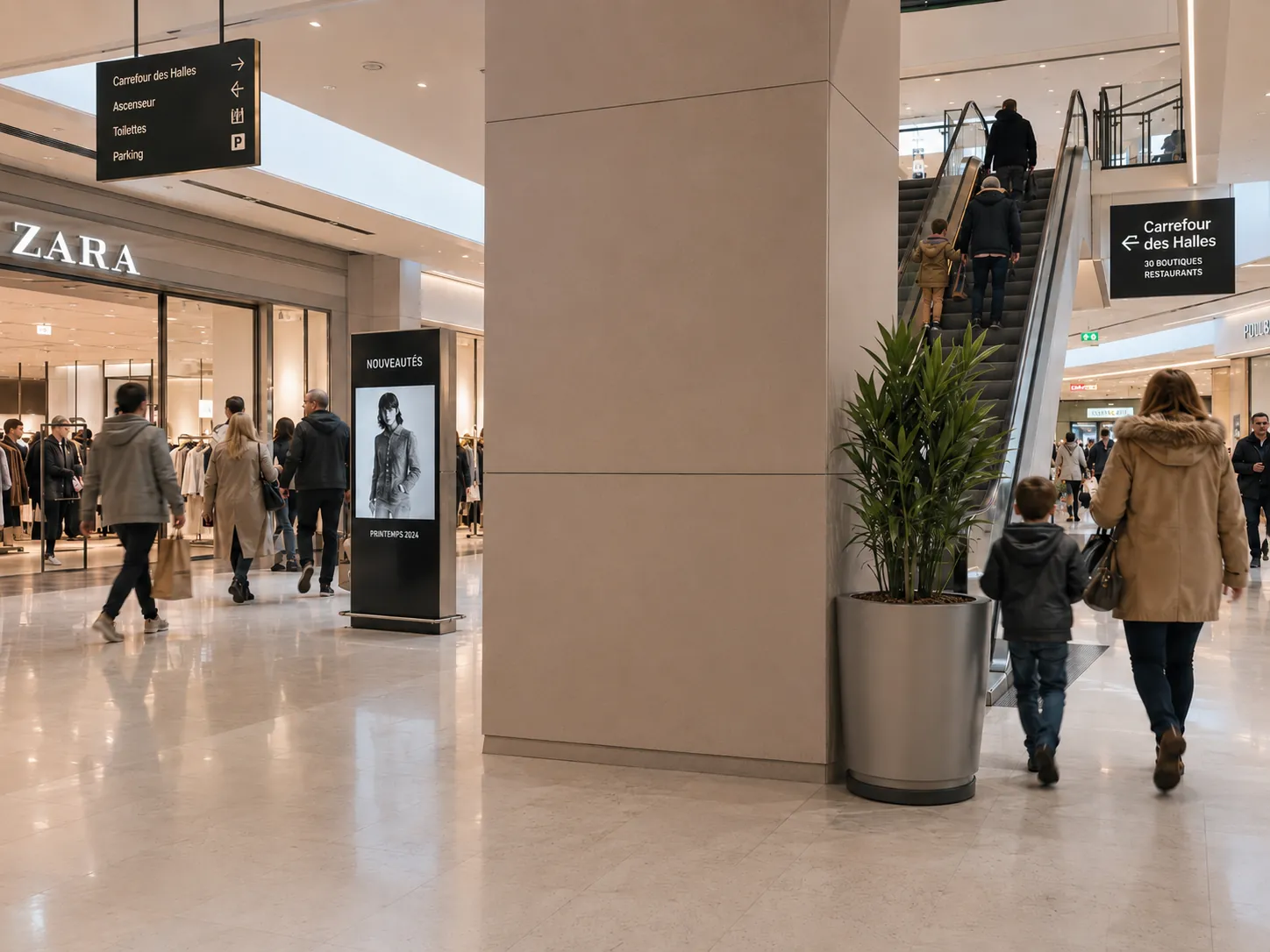 La même galerie commerciale sans distributeur